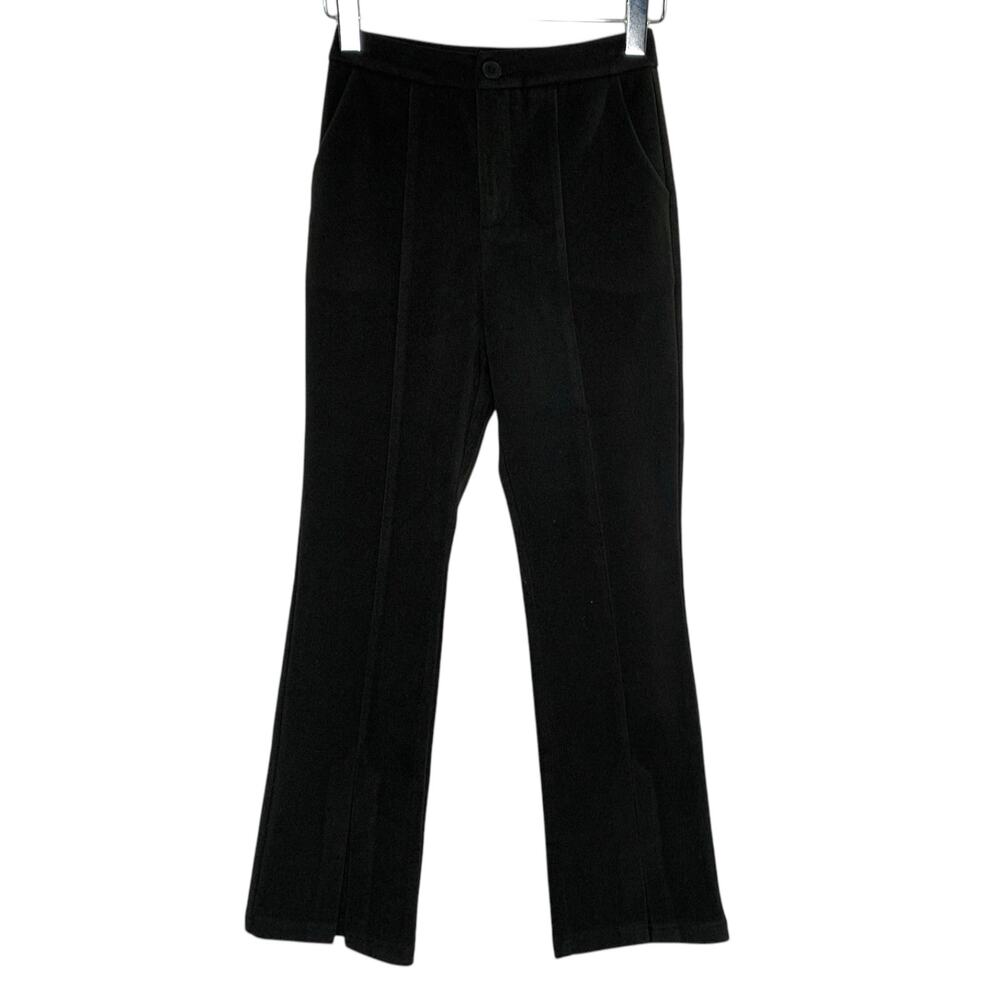 J ING S Womens Black Wide Leg Faux Suede Pants Pleated Pocket Chic Modern